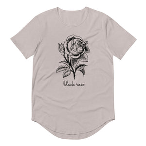 Black Rose Men's Curved Hem T-Shirt