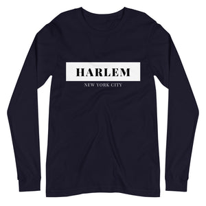 Harlem NYC Long Sleeve Tee (Black & Navy)