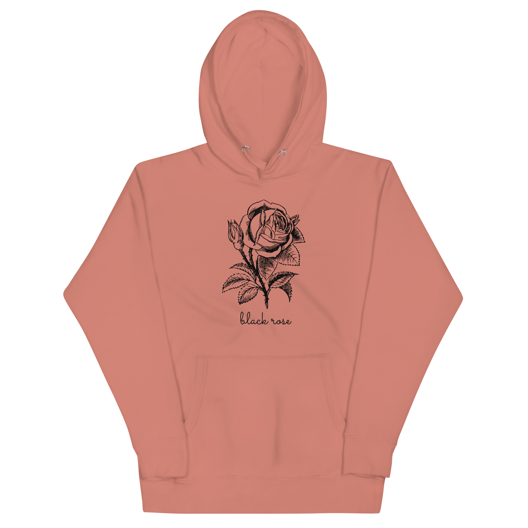 Pink hoodie with black rose cheap